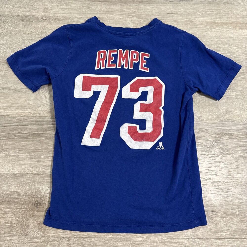 Matt Rempe Shirt New York Rangers NHL Youth Medium 10 12 Blue Hockey Tee